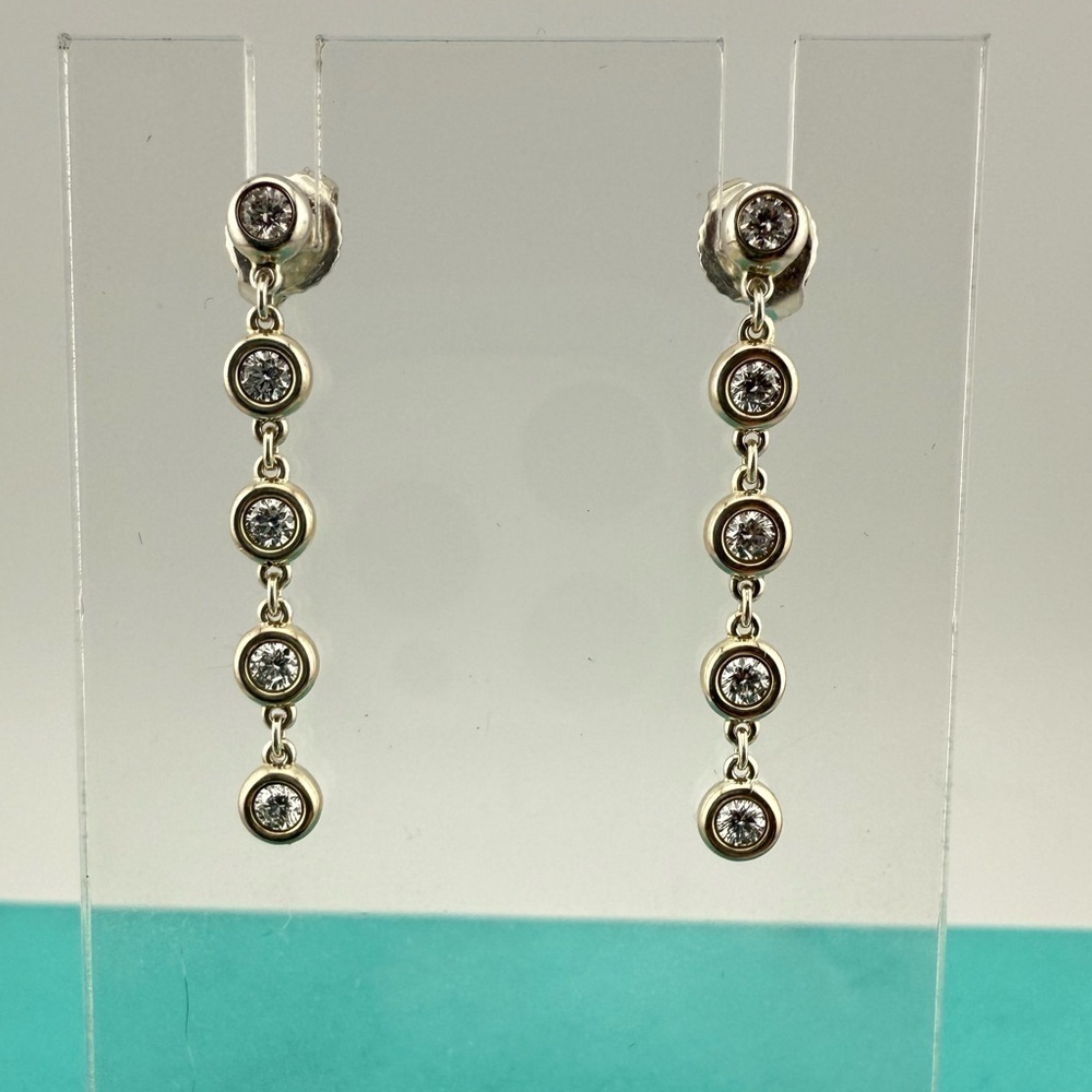 RARE Tiffany & Co. 5 Drop Diamonds by the Yard Drop Earrings in Sterling Silver